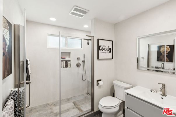 Bathroom, Glass Shower, Interior, Recessed Lighting
