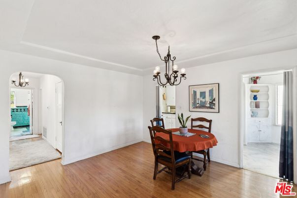 Chandelier, Dining room, Interior, Wood Texture Flooring