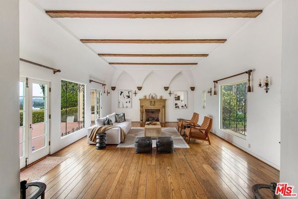 Fireplace, Interior, Living room, Wooden Beams, Wood Texture Flooring
