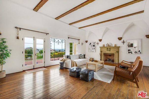 Fireplace, Interior, Living room, Wooden Beams, Wood Texture Flooring