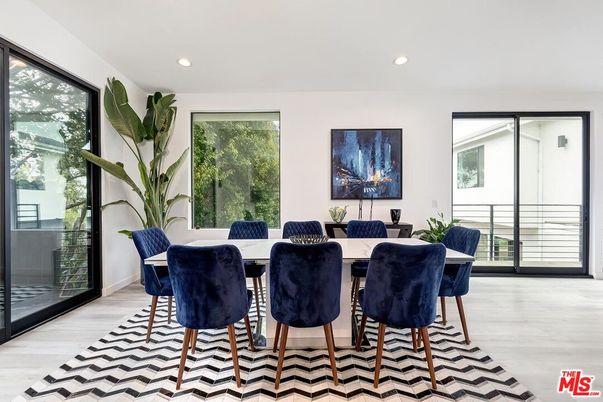 Dining room, Interior, Recessed Lighting, Wood Texture Flooring