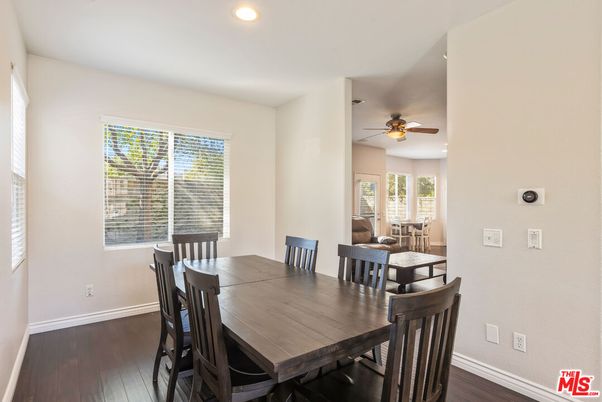 Dining room, Interior, Recessed Lighting, Wood Texture Flooring