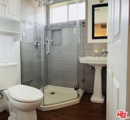 Bathroom, Glass Shower, Interior, Wood Texture Flooring