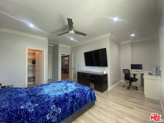 Bedroom, Home Office, Interior, Recessed Lighting, Wood Texture Flooring