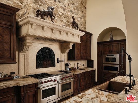 Interior, Kitchen, Stainless Steel Appliances, Stone Walls