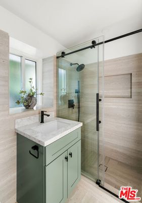 Bathroom, Glass Shower, Interior, Wood Texture Flooring