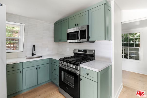 Interior, Kitchen, Stainless Steel Appliances, Wood Texture Flooring
