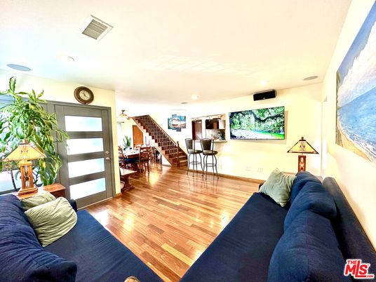 Dining room, Interior, Living room, Recessed Lighting, Wood Texture Flooring