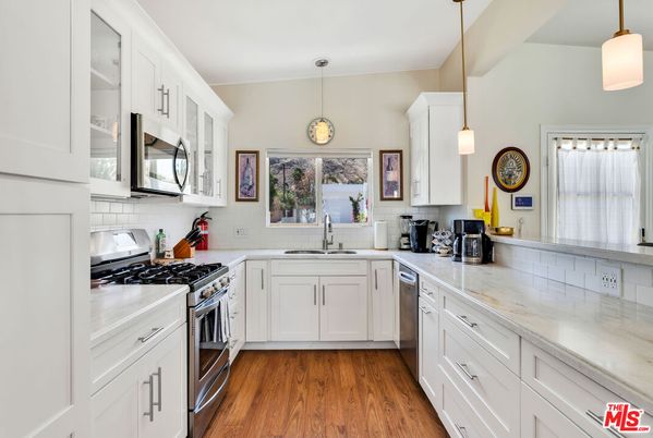 Interior, Kitchen, Pendant Lights, Stainless Steel Appliances, Wood Texture Flooring