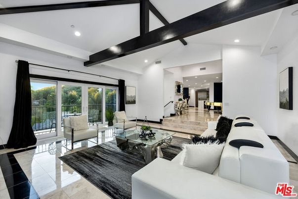 Interior, Living room, Recessed Lighting, Wooden Beams