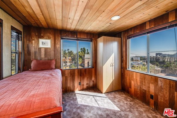 Bedroom, Interior, Recessed Lighting, Wooden Ceilings, Wooden Walls