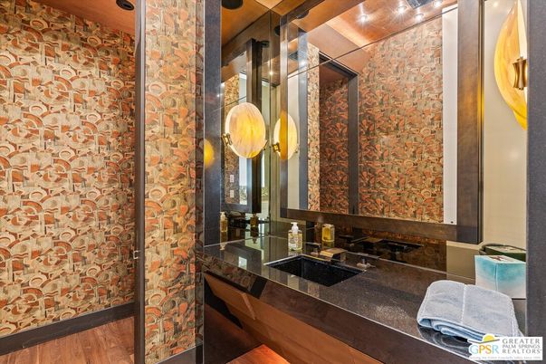 Bathroom, Interior, Pendant Lights, Wood Texture Flooring