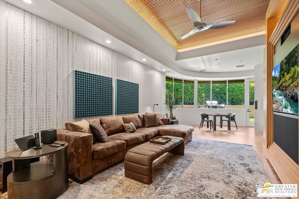 Dining room, Interior, Living room, Recessed Lighting, Wood Texture Flooring
