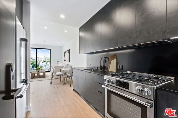 Dining room, Interior, Kitchen, Recessed Lighting, Stainless Steel Appliances, Wood Texture Flooring
