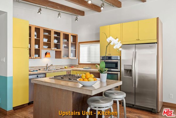 Interior, Kitchen, Stainless Steel Appliances, Wooden Beams, Wood Texture Flooring