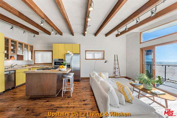 Interior, Kitchen, Stainless Steel Appliances, Water, Wooden Beams, Wood Texture Flooring
