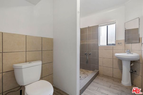 Bathroom, Glass Shower, Interior, Wood Texture Flooring