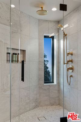 Bathroom, Glass Shower, Interior, Marble Walls, Recessed Lighting