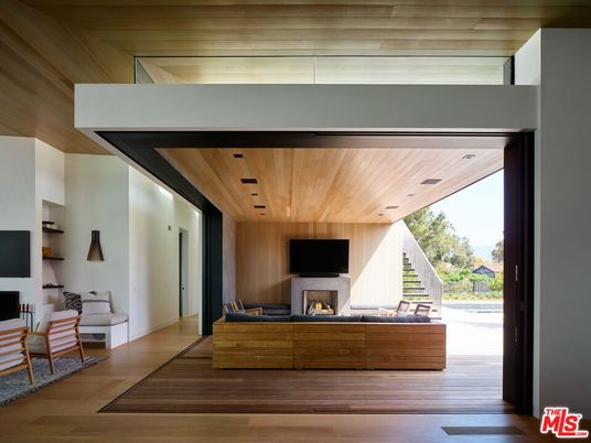 Fireplace, Interior, Living room, Recessed Lighting, Wooden Ceilings, Wood Texture Flooring, Wooden Walls