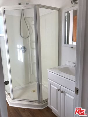 Bathroom, Glass Shower, Interior, Wood Texture Flooring