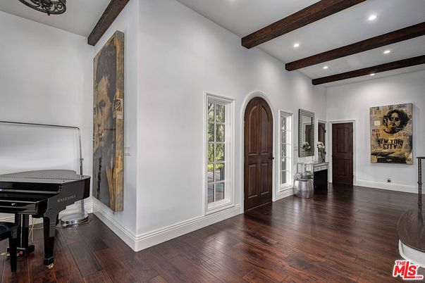 Interior, Piano, Recessed Lighting, Wooden Beams, Wood Texture Flooring