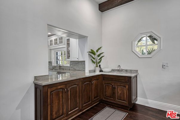 Interior, Kitchen, Recessed Lighting, Wooden Beams, Wood Texture Flooring
