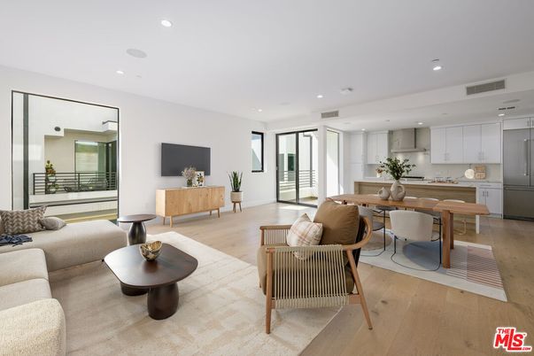 Dining room, Interior, Kitchen, Living room, Recessed Lighting, Wood Texture Flooring