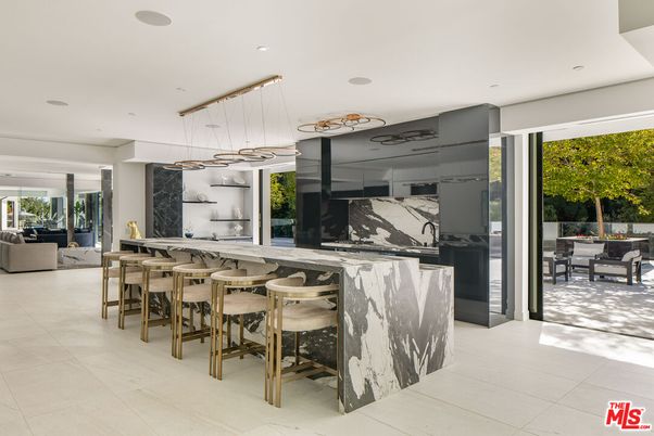 Interior, Kitchen, Marble Walls, Pendant Lights, Recessed Lighting
