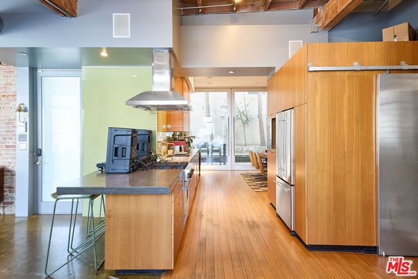Interior, Kitchen, Stainless Steel Appliances, Wood Texture Flooring