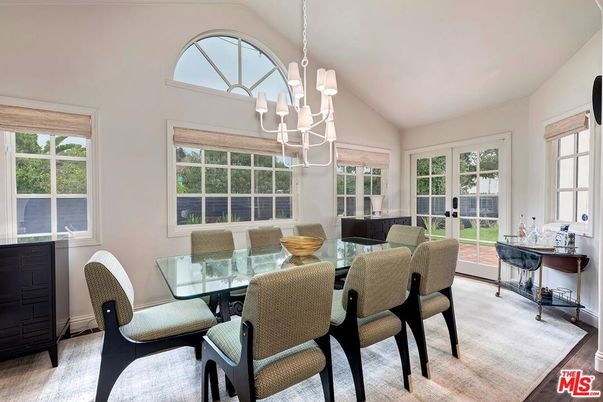 Chandelier, Dining room, Interior, Wood Texture Flooring