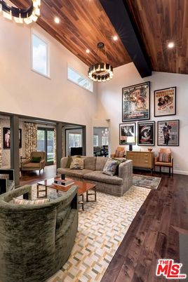 Chandelier, Fireplace, Interior, Living room, Recessed Lighting, Wooden Ceilings, Wood Texture Flooring