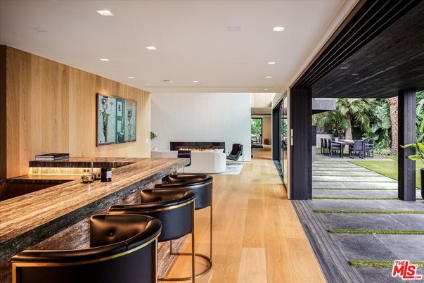 Fireplace, Interior, Recessed Lighting, Wood Texture Flooring, Wooden Walls