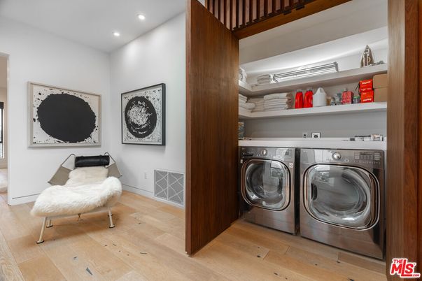 Interior, Recessed Lighting, Utility Closets, Washer, Wood Texture Flooring
