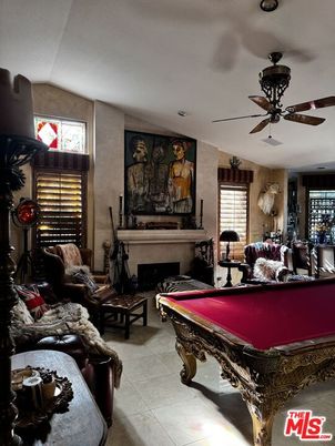 Billiard Table, Fireplace, Game Room, Interior, Living room, Recessed Lighting