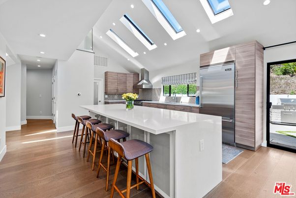 Glass Ceilings, Interior, Kitchen, Recessed Lighting, Stainless Steel Appliances, Wood Texture Flooring