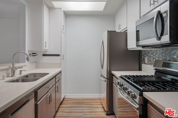 Interior, Kitchen, Stainless Steel Appliances, Wood Texture Flooring