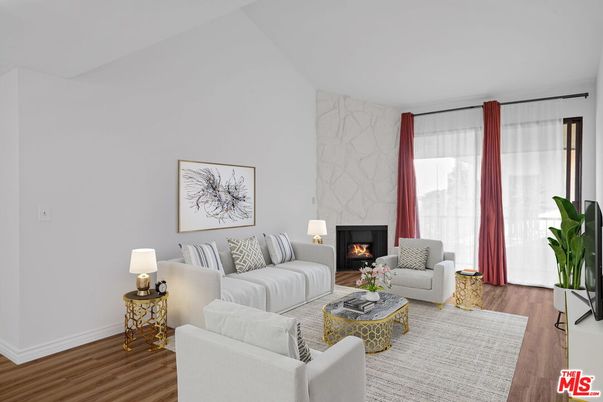 Fireplace, Interior, Living room, Marble Walls, Wood Texture Flooring