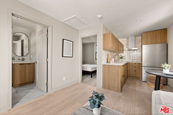 Bedroom, Interior, Kitchen, Recessed Lighting, Wood Texture Flooring