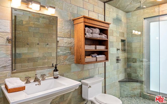 Bathroom, Glass Shower, Interior, Stone Walls