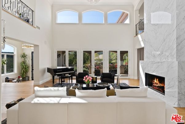 Fireplace, Interior, Living room, Marble Walls, Piano, Wood Texture Flooring