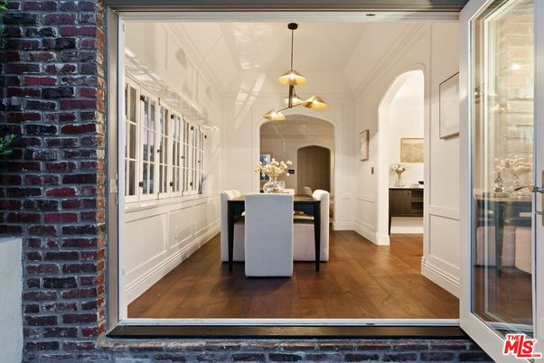 Dining room, Interior, Pendant Lights, Wood Texture Flooring