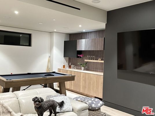 Billiard Table, Game Room, Interior, Recessed Lighting, Wood Texture Flooring