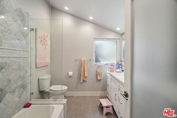 Bathroom, Glass Shower, Interior, Marble Walls, Recessed Lighting
