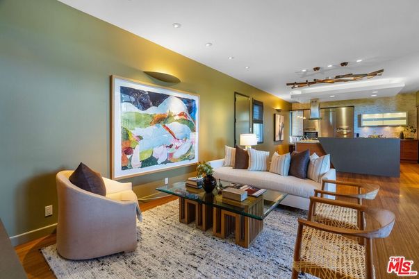 Interior, Kitchen, Living room, Recessed Lighting, Stainless Steel Appliances, Wood Texture Flooring