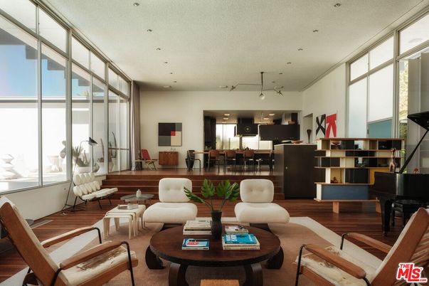 Dining room, Interior, Living room, Piano, Recessed Lighting, Wood Texture Flooring