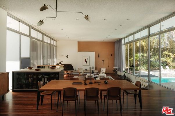 Dining room, Interior, Piano, Recessed Lighting, Wood Texture Flooring