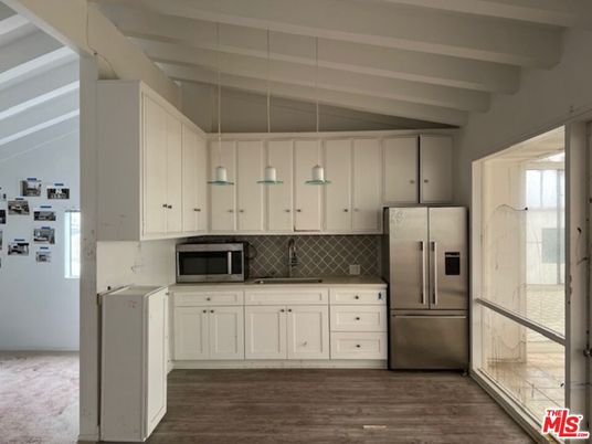 Interior, Kitchen, Pendant Lights, Stainless Steel Appliances, Wood Texture Flooring