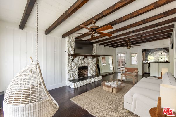 Fireplace, Interior, Living room, Wooden Beams, Wood Texture Flooring