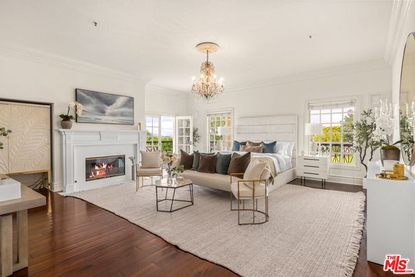 Bedroom, Chandelier, Fireplace, Interior, Living room, Wood Texture Flooring
