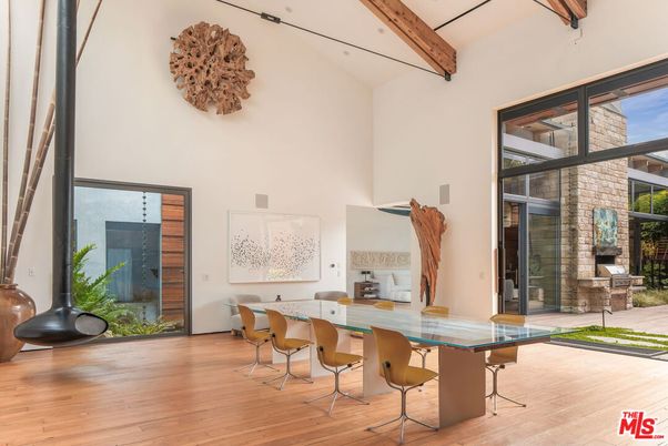 Dining room, Interior, Stone Walls, Wooden Beams, Wood Texture Flooring
